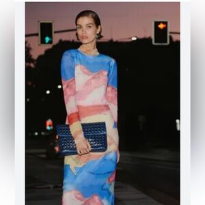 NWT retail $148 size XS Anthropologie Colorful Abstract Print Maxi Dress